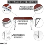 Masuta pliabila picnic din aluminiu, tip servieta, 60 x 120 cm - imagine 5