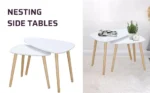 Set 2 masute de cafea stil nordic, design modern, MDF si lemn , alb si natural - imagine 5