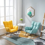 Fotoliu balansoar pentru relaxare cu material catifelat si cadru metalic - imagine 12