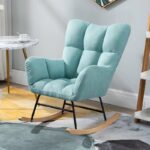 Fotoliu balansoar pentru relaxare cu material catifelat si cadru metalic - imagine 8