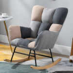 Fotoliu balansoar pentru relaxare cu material catifelat si cadru metalic - imagine 3