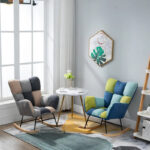 Fotoliu balansoar pentru relaxare cu material catifelat si cadru metalic - imagine 11