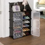 Dulap Modular pentru Incaltaminte cu Cuier, Organizator cu Usi Anti-Praf, 85 x 32 x 95.5 cm - imagine 5