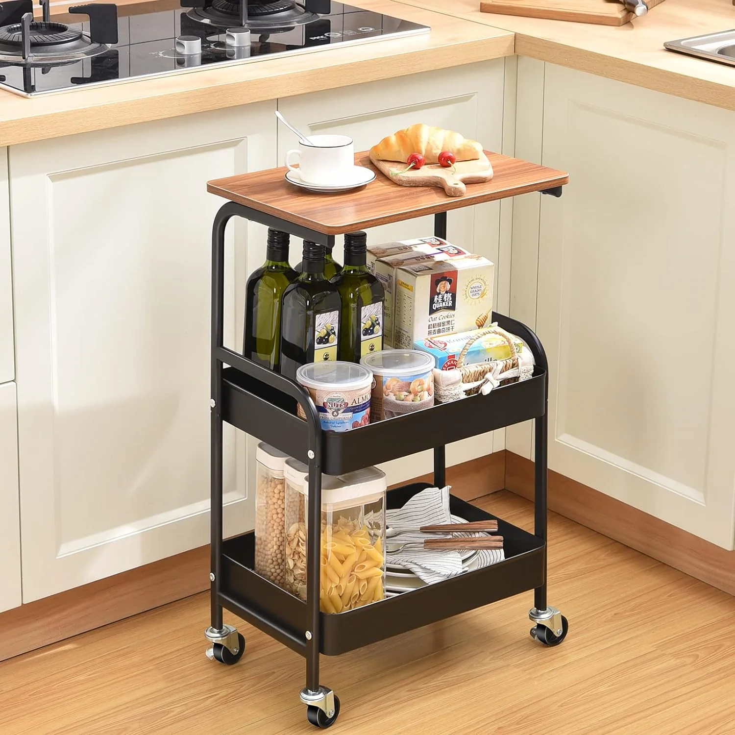 descărcare - 2026-02-01T002145.477 Masuta portabila petru cafea, otel carbon, 2 polite si cu o masa de lucru, 79 x 43 x 30 cm - imagine 1