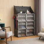 Dulap Modular pentru Incaltaminte cu Cuier, Organizator cu Usi Anti-Praf, 85 x 32 x 95.5 cm - imagine 2