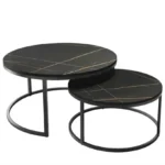 Set 2 masute rotunde de cafea cu efect de marmura, diametru 70/50 cm, blat MDF, cadru metalic - imagine 13