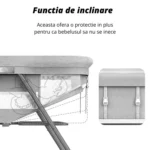 Patut Pliabil pentru Bebelusi, Usor de Transportat, Sistem de Blocare, Pliabil, Plasa Impotriva Insectelor, Cadru de Aluminiu, Cos Depozitare, Varsta 0-24 luni, Gri - imagine 4