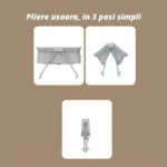 Patut Pliabil pentru Bebelusi, Usor de Transportat, Sistem de Blocare, Pliabil, Plasa Impotriva Insectelor, Cadru de Aluminiu, Cos Depozitare, Varsta 0-24 luni, Gri - imagine 7