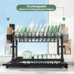 Scurgator vase, design auto-draining, organizator compact, negru, 42x30x29cm - imagine 9