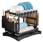 Scurgator vase, design auto-draining, organizator compact, negru, 42x30x29cm - imagine 4