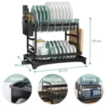 Scurgator vase, design auto-draining, organizator compact, negru, 42x30x29cm - imagine 12