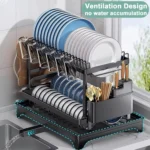 Scurgator vase, design auto-draining, organizator compact, negru, 42x30x29cm - imagine 6