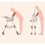 Scaun de Masa pentru Bebelusi si Copii cu Roti, Telescopic, Pliabil, Masuta Reglabila, Suport Picioare, Scaun cu Invelis Piele Artificiala, Centura Siguranta, Spatiu Depozitare, 97x73x65 cm, - imagine 7