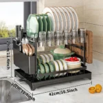 Scurgator vase, design auto-draining, organizator compact, negru, 42x30x29cm - imagine 14