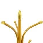 Cuier de podea metalic auriu, 34 x 189 cm, cu carlige multiple si 2 rafturi de depozitare, tip hall tree, pentru hol, dormitor sau birou - imagine 5