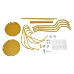 Cuier de podea metalic auriu, 34 x 189 cm, cu carlige multiple si 2 rafturi de depozitare, tip hall tree, pentru hol, dormitor sau birou - imagine 10