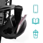 Set 2 Scaun Șezlong Zero Gravity XL, 180 cm, cu Parasolar, Suport Pahar și Tetieră, pentru Grădină, Terasă sau Plajă, Negru - imagine 3