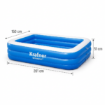 Piscina gonflabila Krafner Germany® 201x150x50 cm, family pool XL ideala pentru copii 3+ si adulti, perfecta pentru curte, gradina sau interior, cu podea moale, usor de montat si curatat. - imagine 8