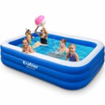 Piscina gonflabila Krafner Germany® 201x150x50 cm, family pool XL ideala pentru copii 3+ si adulti, perfecta pentru curte, gradina sau interior, cu podea moale, usor de montat si curatat.