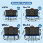Trambulina pentru Copii , Diametru 244 cm, Plasa Protectie, Exterior si Gradina, Protectie UV, Scara de Acces Inclusa, 48 de Arcuri de Sustinere din Otel Galvanizat Coș de baschet Inclus - imagine 9