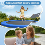 Trambulina pentru Copii , Diametru 244 cm, Plasa Protectie, Exterior si Gradina, Protectie UV, Scara de Acces Inclusa, 48 de Arcuri de Sustinere din Otel Galvanizat Coș de baschet Inclus - imagine 8