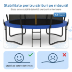 Trambulina pentru Copii , Diametru 305 cm, Plasa Protectie, Exterior si Gradina, Protectie UV, Scara de Acces Inclusa, 64 de Arcuri de Sustinere din Otel Galvanizat Coș de Baschet Inclus - imagine 7