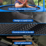 Trambulina pentru Copii , Diametru 244 cm, Plasa Protectie, Exterior si Gradina, Protectie UV, Scara de Acces Inclusa, 48 de Arcuri de Sustinere din Otel Galvanizat Coș de baschet Inclus - imagine 6