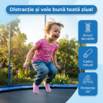 Trambulina pentru Copii , Diametru 305 cm, Plasa Protectie, Exterior si Gradina, Protectie UV, Scara de Acces Inclusa, 64 de Arcuri de Sustinere din Otel Galvanizat Coș de Baschet Inclus - imagine 2