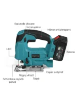 Fierastrau Pendular, Soricel Electric cu 2 Acumulatori 48v, 8.0Ah, 2 Panze Si Variator Turatie 3200 RPM - imagine 4