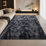 Covor pufos 150x200 cm gri sau bej antiderapant poliester fir lung lux living dormitor - imagine 2