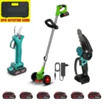Set Motocoasa, Foarfeca, MiniDrujba cu 6 Acumulatori 48V, 3 Incarcatoa