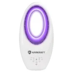 Ventilator de birou, fara pale, Harkraft, 60 W, 3 viteze, oscilatie, iluminare LED, timer, alb, telecomanda - imagine 7