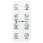 Ventilator de birou, fara pale, Harkraft, 60 W, 3 viteze, oscilatie, iluminare LED, timer, alb, telecomanda - imagine 14