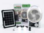 Ventilator Solar 5-în-1 cu Bluetooth, Radio, Încărcare Telefon și Sistem de Iluminat (2 Becuri), Panou Solar 6W inclus, Tehnologie LiFePO4 - imagine 4
